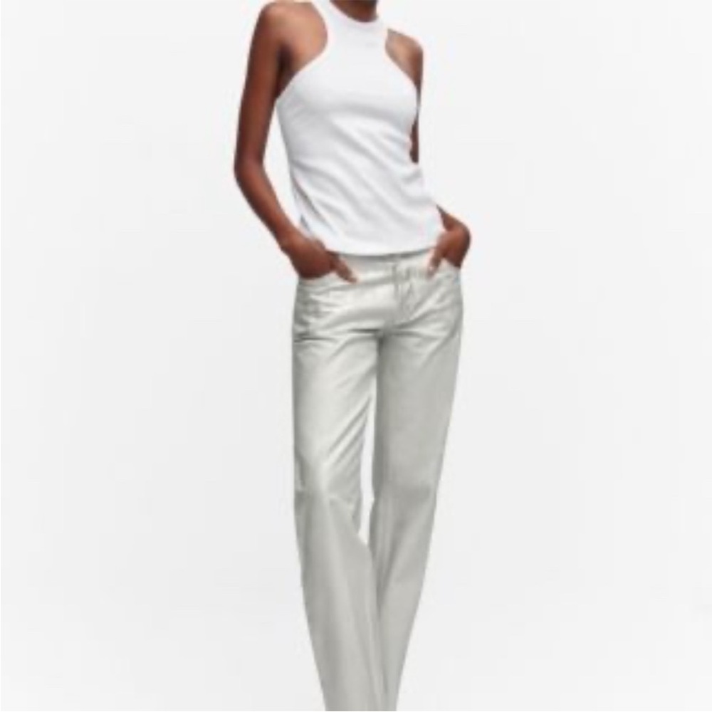 Mango White Ribbed Halter Tank